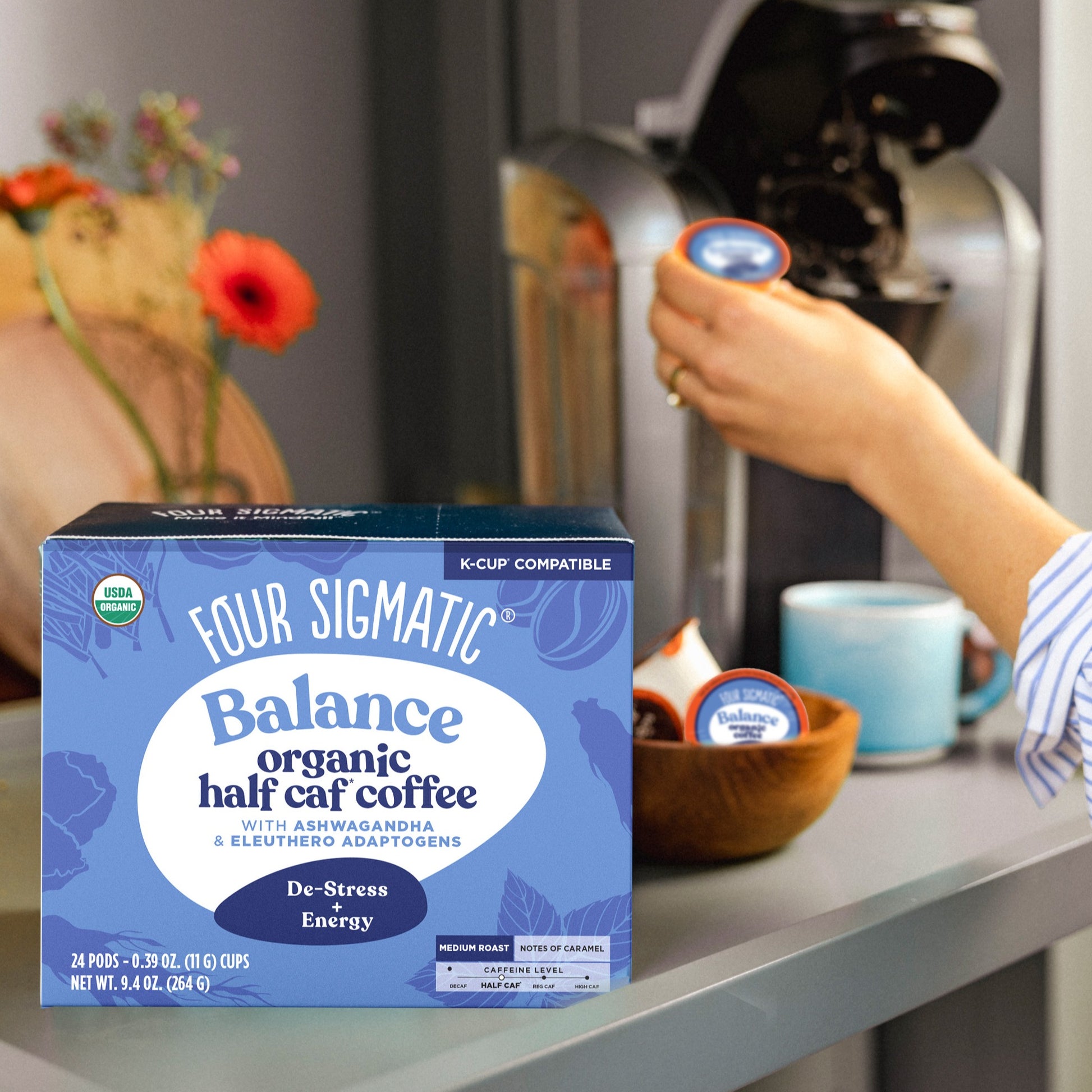 Balance Half Caf Coffee Pods Lifestyle