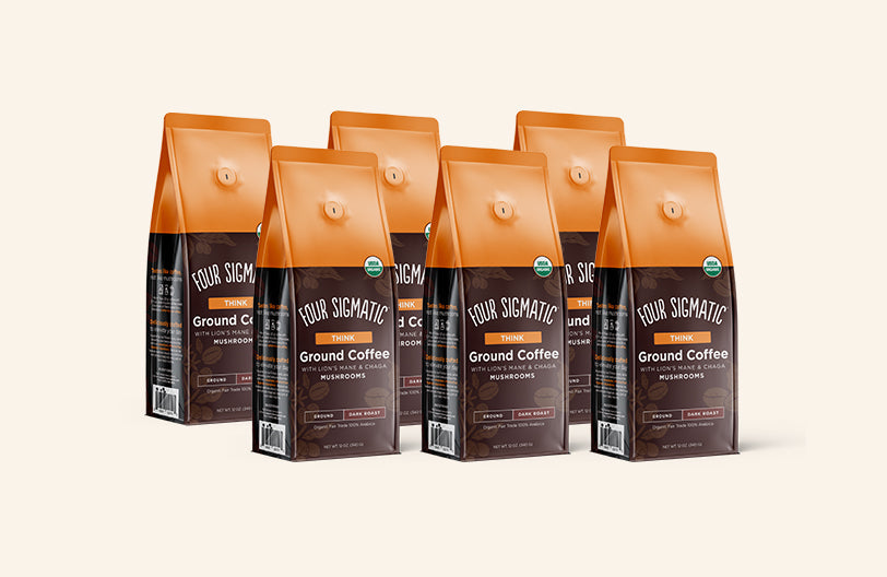 Prepaid 6-Pack delivered 2x over 6 mo of Think Ground Coffee with Lion’s Mane & Chaga Mushrooms